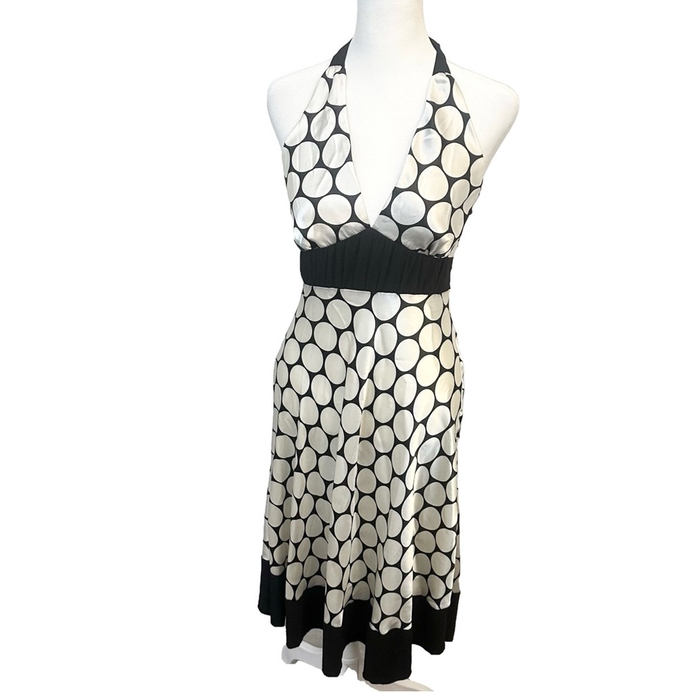 VTG Y2K 90s Black/White Babydoll‎ Halter Dress Small Silky Flowy Rockabilly USA